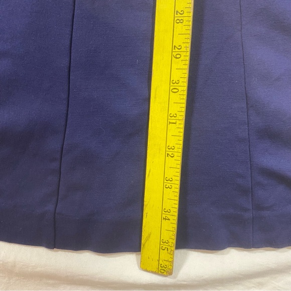 Ann Taylor A line Dress Women 10 stretch Blue Short Sleeve Crew neck Back Zipper - Picture 9 of 10